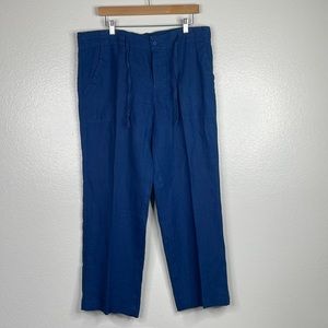 Neiman Marcus 100% Linen Wide Leg Pants sz Med‎ Blue